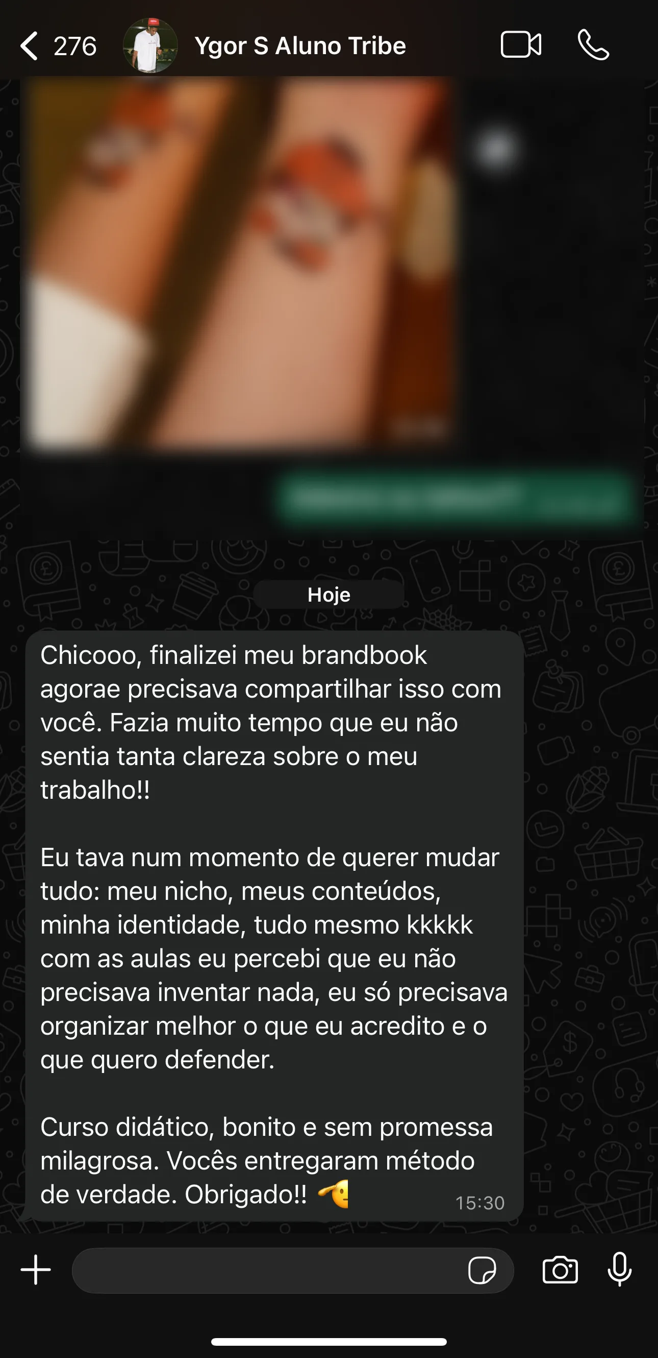 Depoimento de aluno do Método Tribe