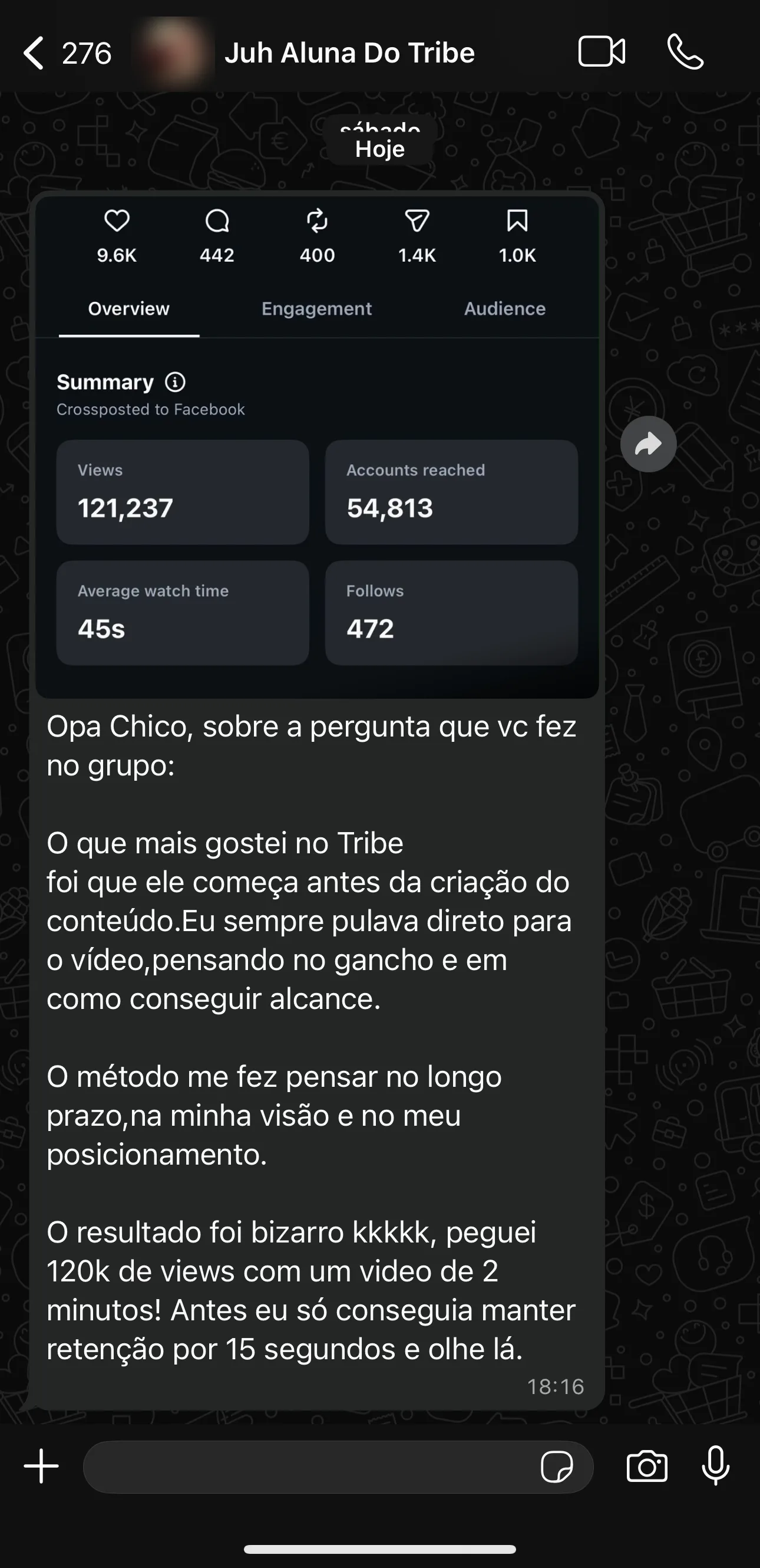 Depoimento de aluno do Método Tribe